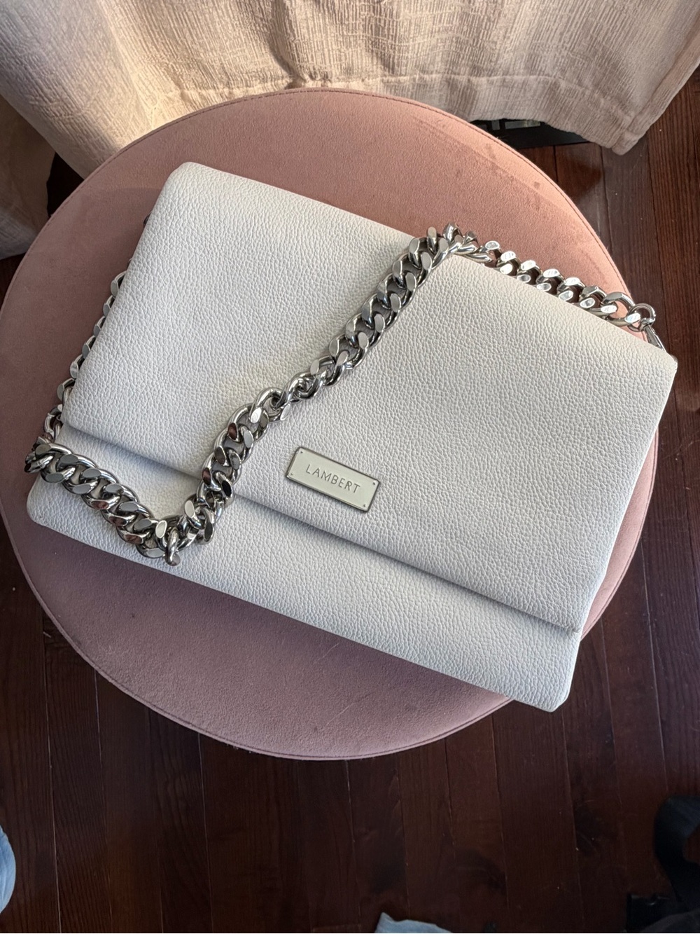 White Chain-Handle Shoulder Bag